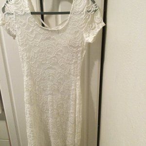 White Dress Med/ Lace Formfitting Cisono By. Cavalini